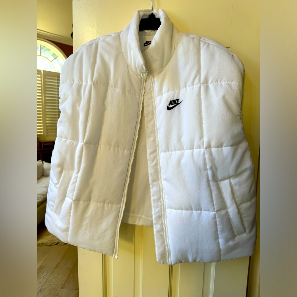 White Nike Puffer Vest:  SIZE SMALL